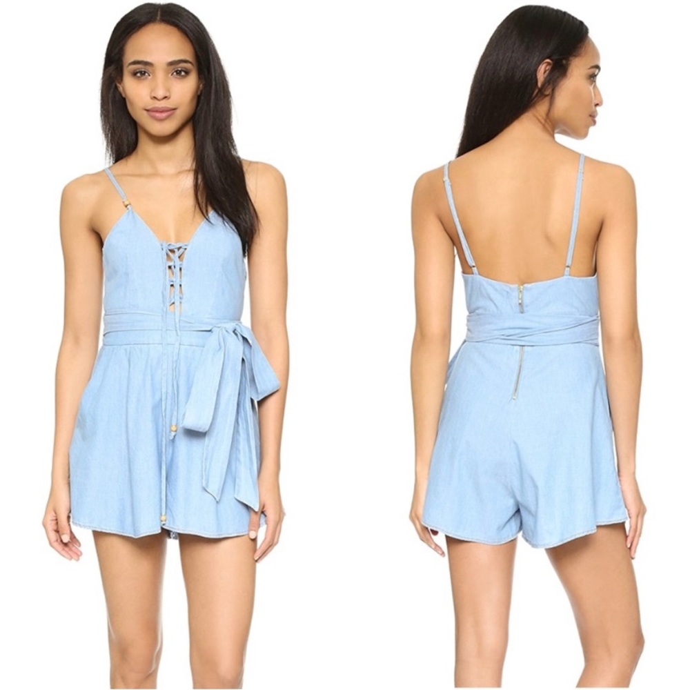 Bec & Bridge Chambray Lace Up Romper